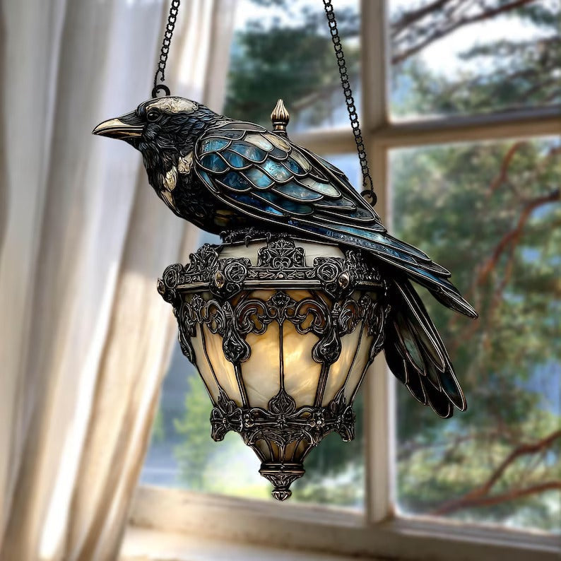 BowLift | Crow Pendant | Hand-Painted Gothic Decor