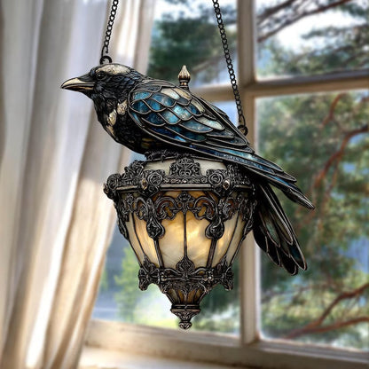 BowLift | Crow Pendant | Hand-Painted Gothic Decor
