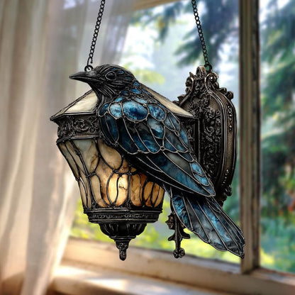 BowLift | Crow Pendant | Hand-Painted Gothic Decor