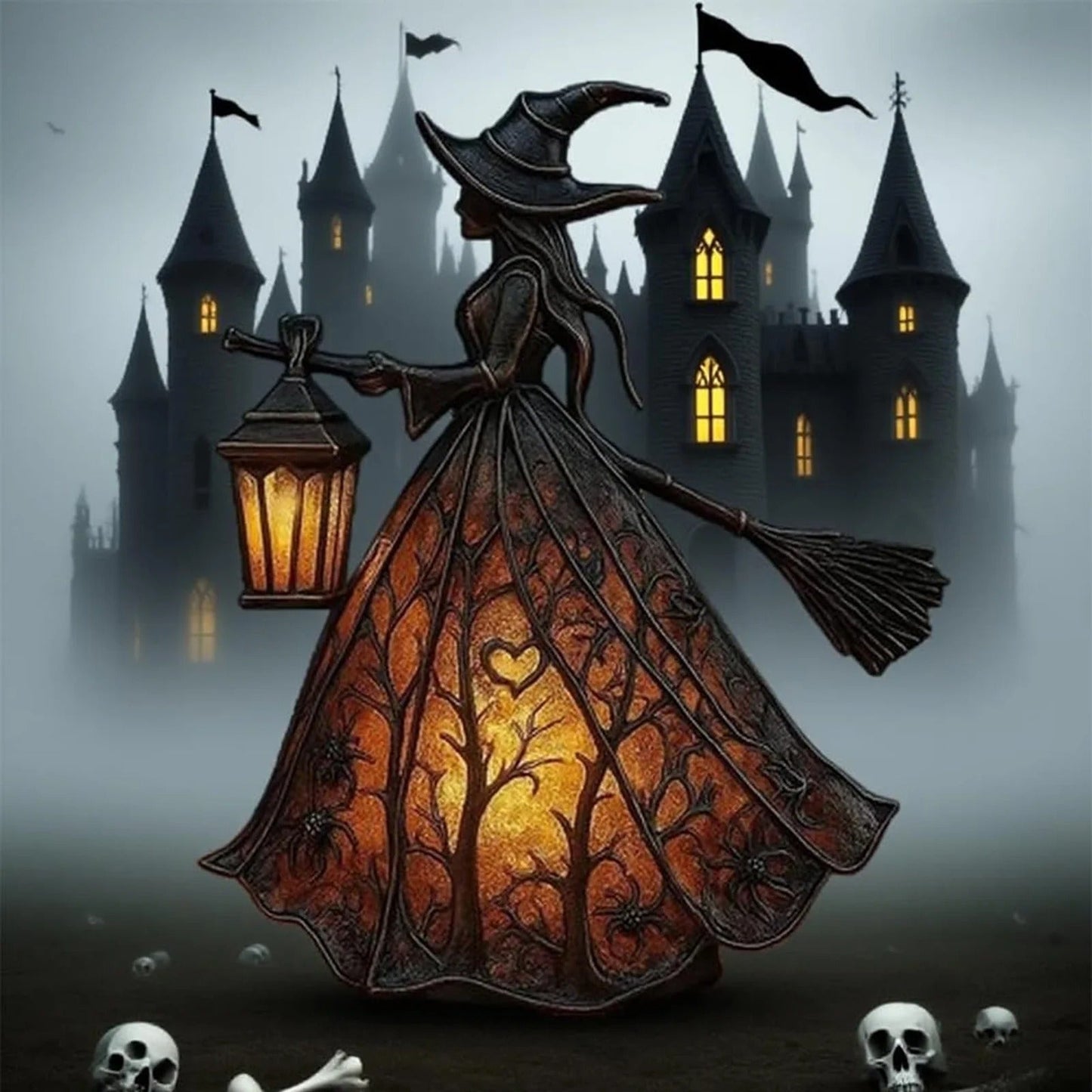 BowLift | Halloween Witches Lamp Mystica – Magical LED Decorative Lamp for Indoor