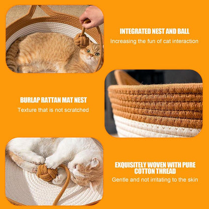 Hand-woven Cotton Rope Cat Bed Bowlift