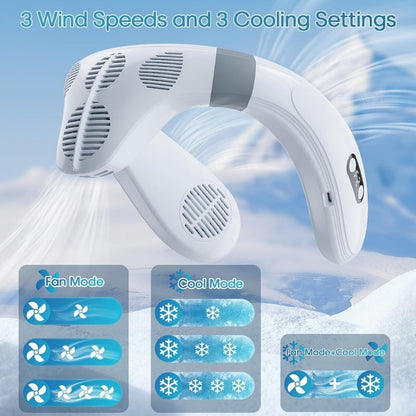Dual-Cooling Neck Fan with 5200mAh Battery & Cooling Plate | Bowlift