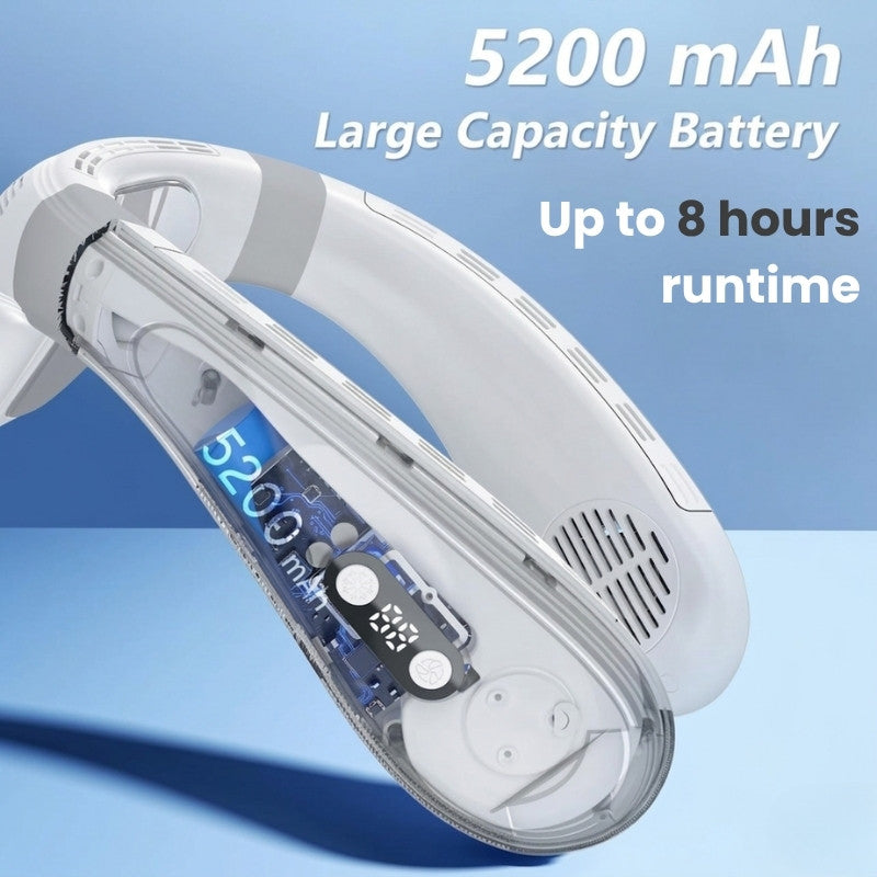 Dual-Cooling Neck Fan with 5200mAh Battery & Cooling Plate | Brehn
