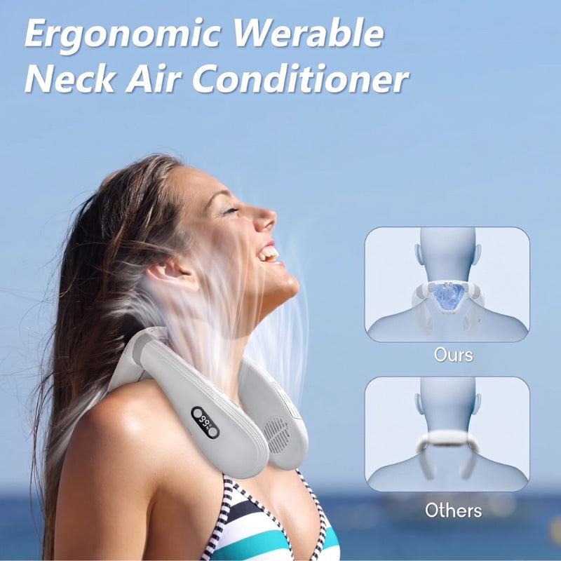 Dual-Cooling Neck Fan with 5200mAh Battery & Cooling Plate | Bowlift