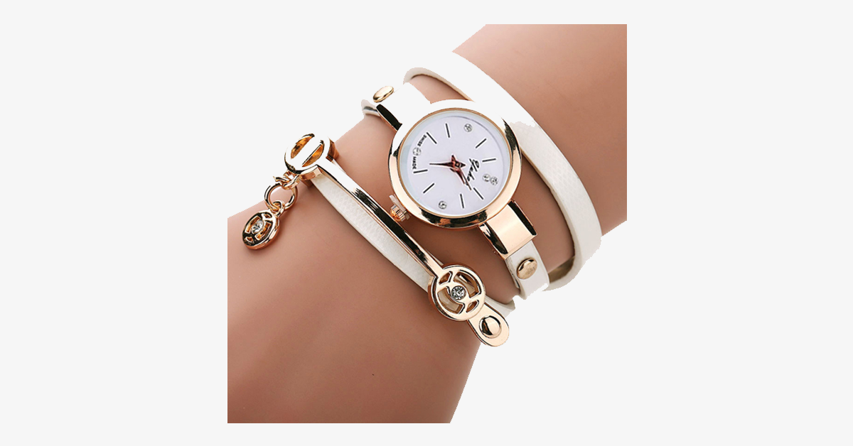Skanto | Gold Charm Wrap Watch - Multicolor vegan leather watch for stylish people