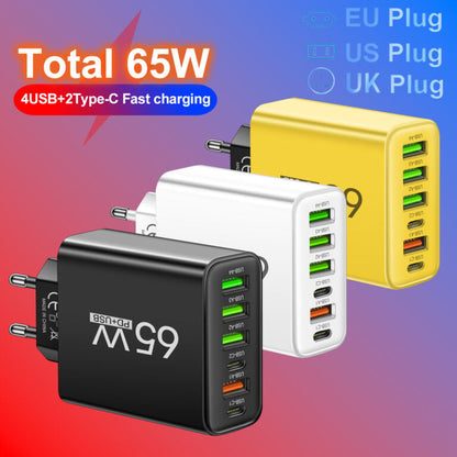 Brehn | PowerMax 65W 6-in-1 Fast Charger – Charge up to 6 devices simultaneously – Ideal for Home, Office, and Travel