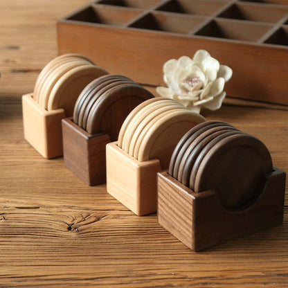 Japanese Style Six-Piece Wood Coaster Set - Eco-Friendly | Skanto