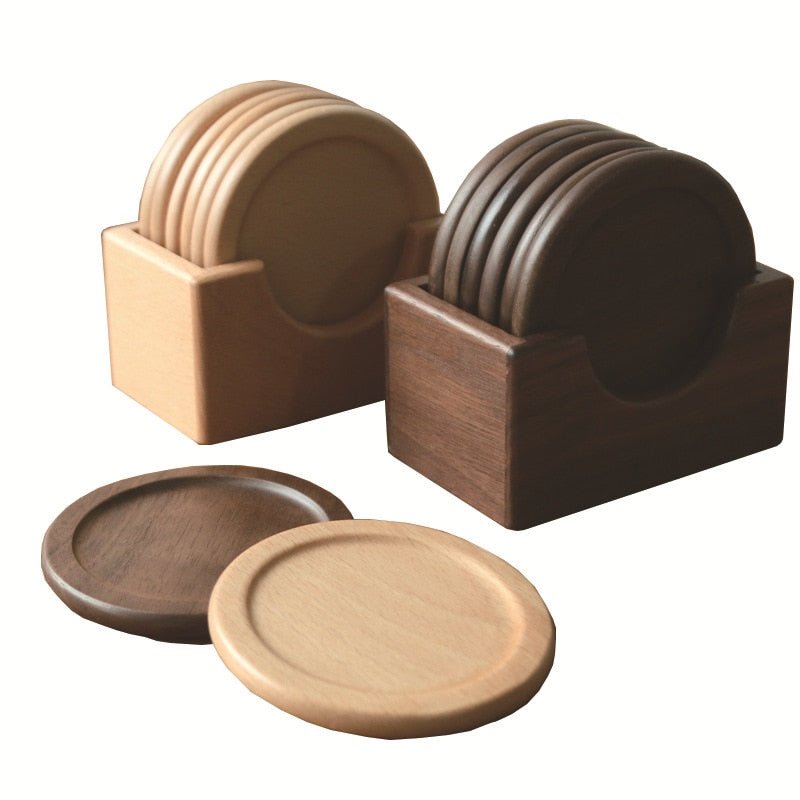 Japanese Style Six-Piece Wood Coaster Set - Eco-Friendly | Skanto