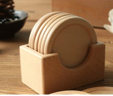 Japanese Style Six-Piece Wood Coaster Set - Eco-Friendly | Skanto