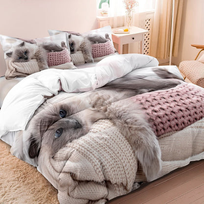 Skanto | Cotton Cat Motif Bedding Set – 3 Piece