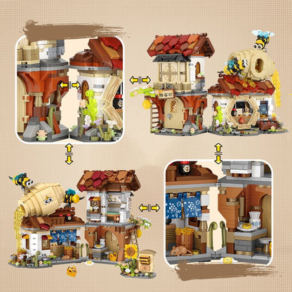 Skanto | Ancient Honey Bee & Bacon Shop Micro Building Set Collection