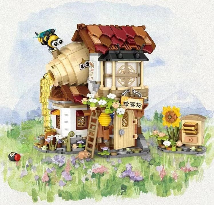 Skanto | Ancient Honey Bee & Bacon Shop Micro Building Set Collection
