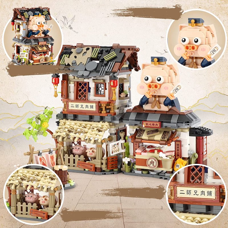 Skanto | Ancient Honey Bee & Bacon Shop Micro Building Set Collection
