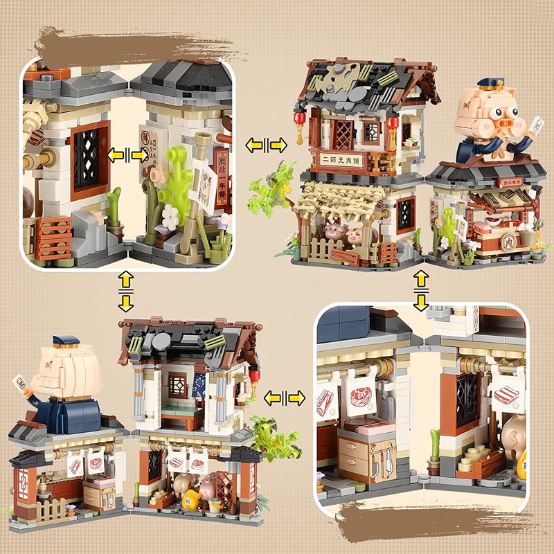 Skanto | Ancient Honey Bee & Bacon Shop Micro Building Set Collection