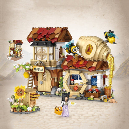 Skanto | Ancient Honey Bee & Bacon Shop Micro Building Set Collection