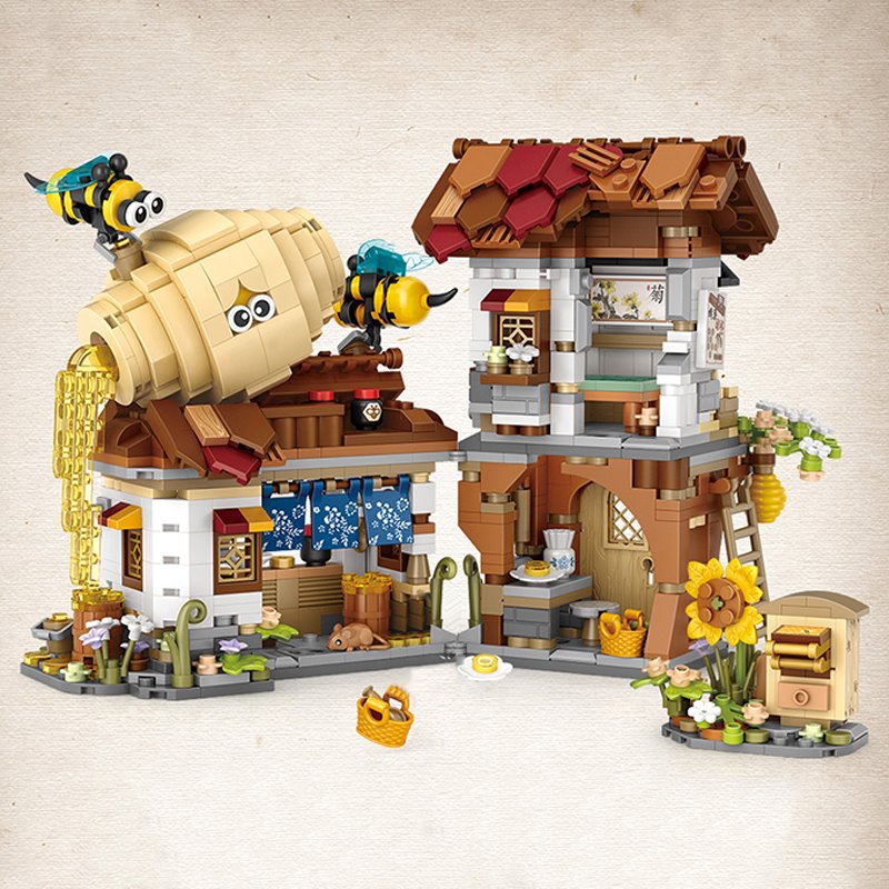 Skanto | Ancient Honey Bee & Bacon Shop Micro Building Set Collection