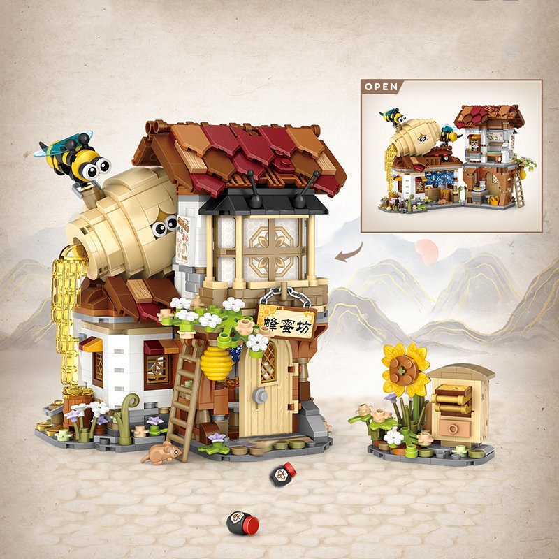 Skanto | Ancient Honey Bee & Bacon Shop Micro Building Set Collection