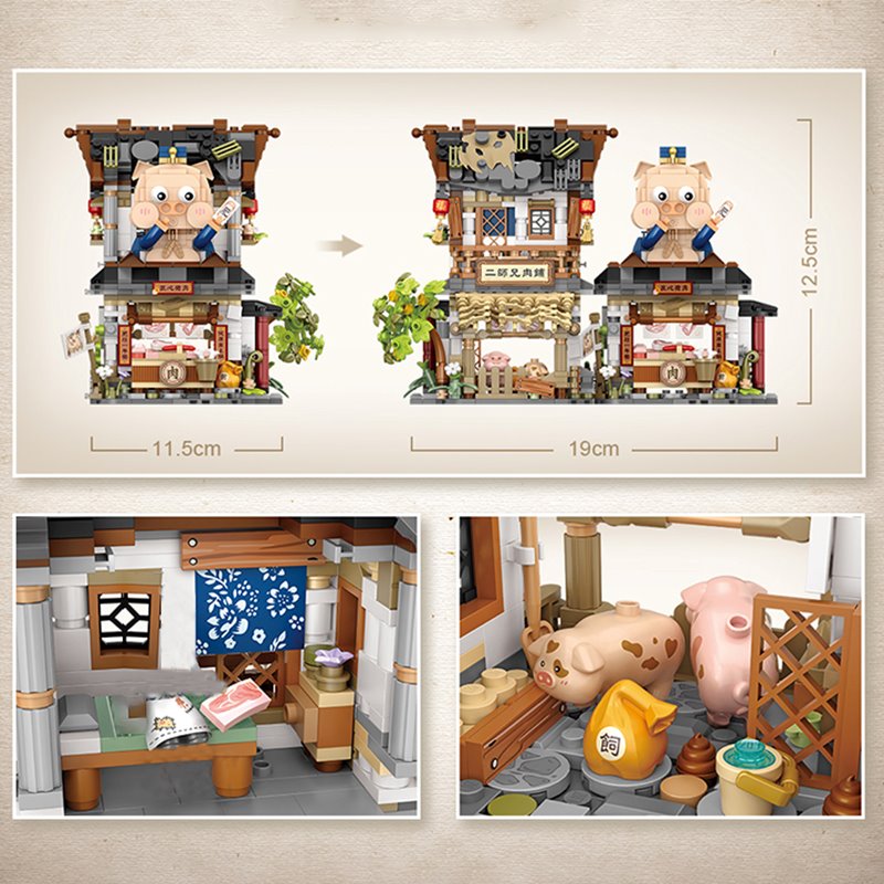 Skanto | Ancient Honey Bee & Bacon Shop Micro Building Set Collection