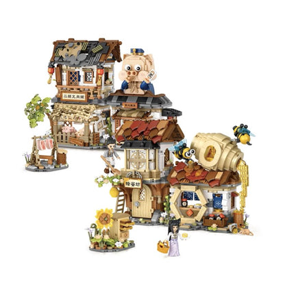 Skanto | Ancient Honey Bee & Bacon Shop Micro Building Set Collection