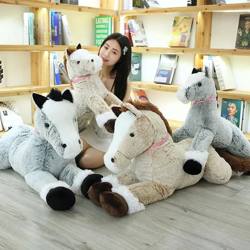 Skanto | Giant Fluffy Brown Grey Horse Plush Toy
