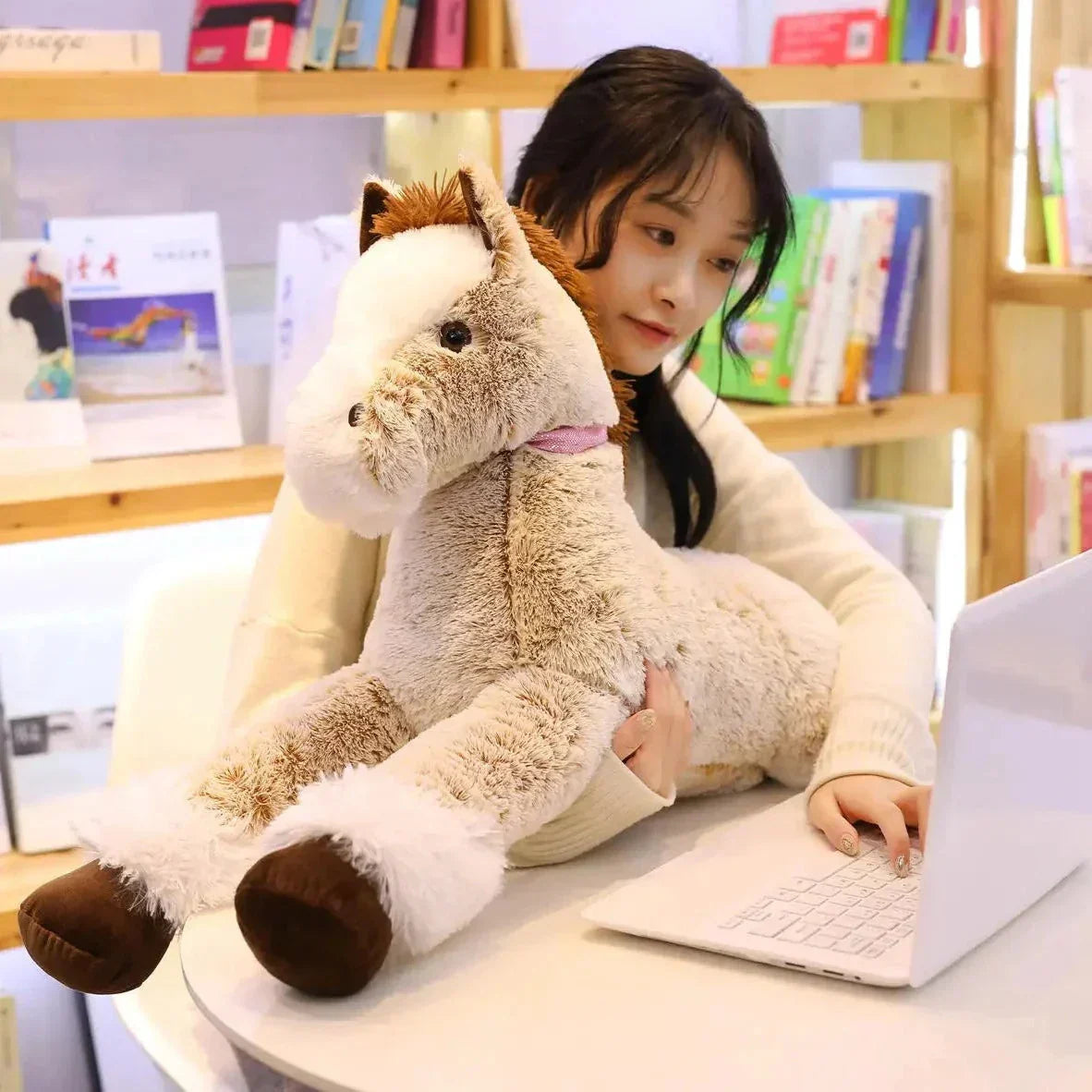 Skanto | Giant Fluffy Brown Grey Horse Plush Toy