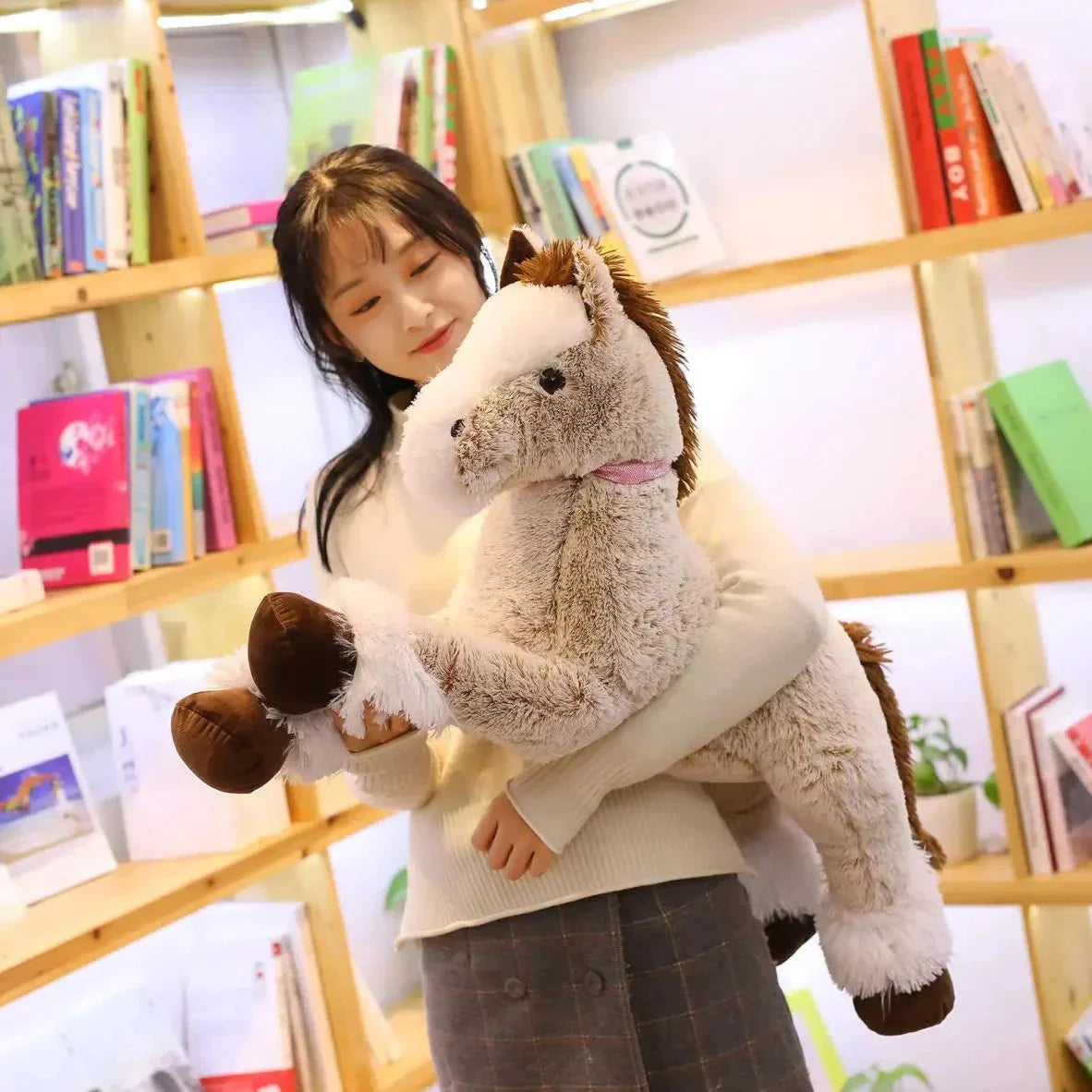 Skanto | Giant Fluffy Brown Grey Horse Plush Toy