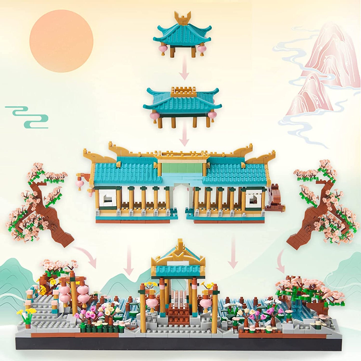 Skanto | Japanese Sakura Palace Shrine Nano Building Blocks