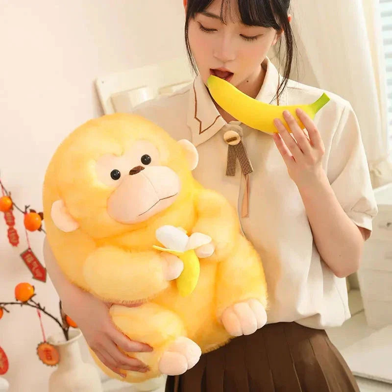 BowLift | Kawaii Yellow Brown Chunky Monkey With Banana Plushie