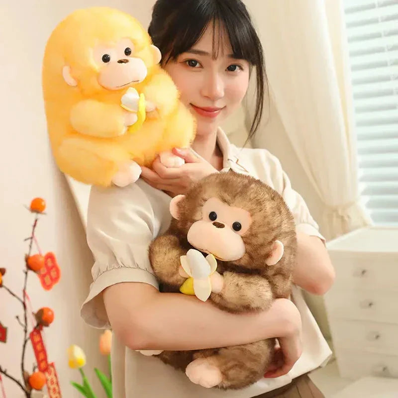 BowLift | Kawaii Yellow Brown Chunky Monkey With Banana Plushie