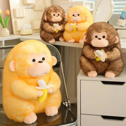 BowLift | Kawaii Yellow Brown Chunky Monkey With Banana Plushie