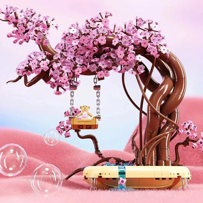 Skanto | Romantic Sakura Bear Swing Tree Micro Building Blocks