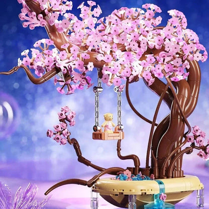 Skanto | Romantic Sakura Bear Swing Tree Micro Building Blocks