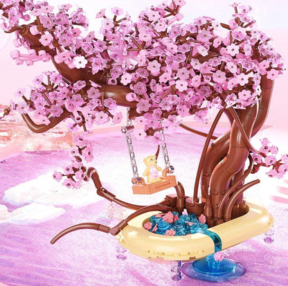 Skanto | Romantic Sakura Bear Swing Tree Micro Building Blocks