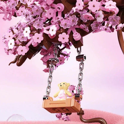 Skanto | Romantic Sakura Bear Swing Tree Micro Building Blocks