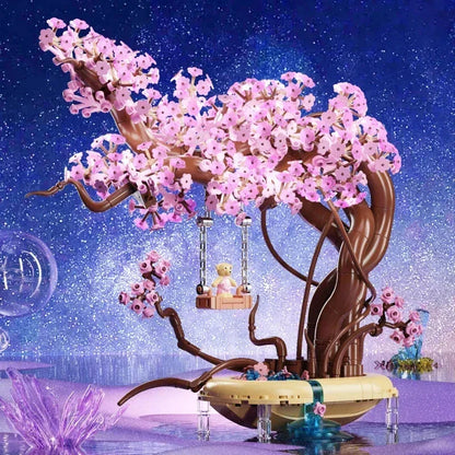 Skanto | Romantic Sakura Bear Swing Tree Micro Building Blocks