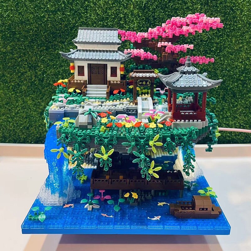 Skanto | Fossfall Japanese House Sakura Floating Island Nano Building Blocks | Limited Stock
