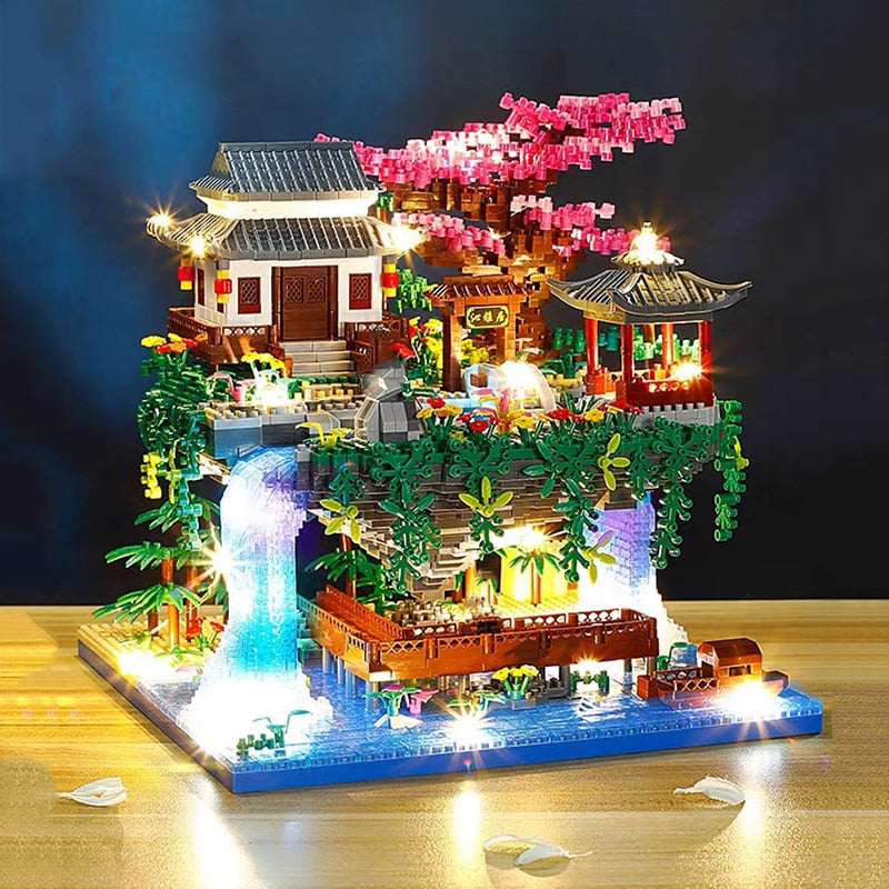 Skanto | Fossfall Japanese House Sakura Floating Island Nano Building Blocks | Limited Stock