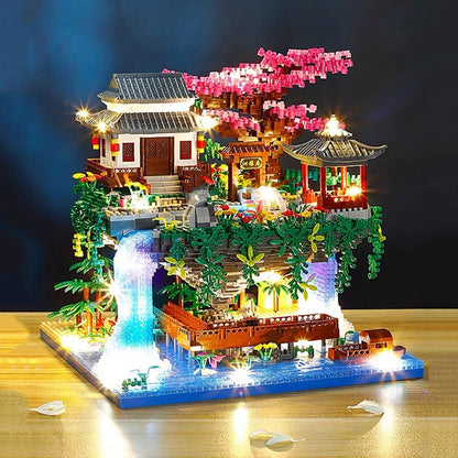 Skanto | Fossfall Japanese House Sakura Floating Island Nano Building Blocks | Limited Stock