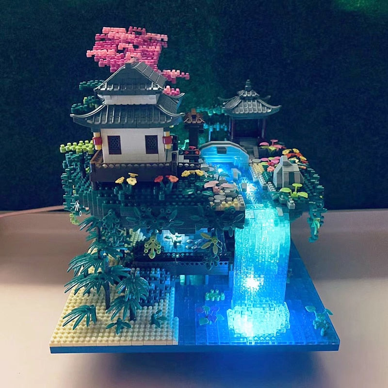 Skanto | Fossfall Japanese House Sakura Floating Island Nano Building Blocks | Limited Stock