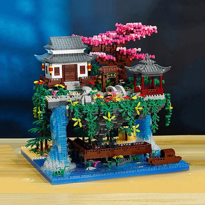 Skanto | Fossfall Japanese House Sakura Floating Island Nano Building Blocks | Limited Stock