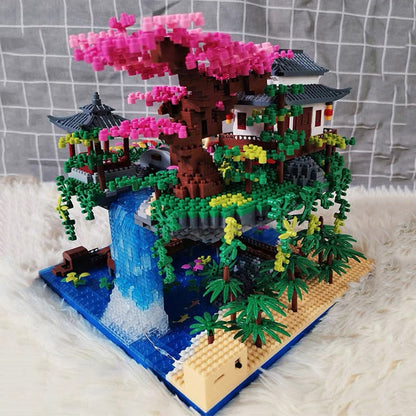 Skanto | Fossfall Japanese House Sakura Floating Island Nano Building Blocks | Limited Stock