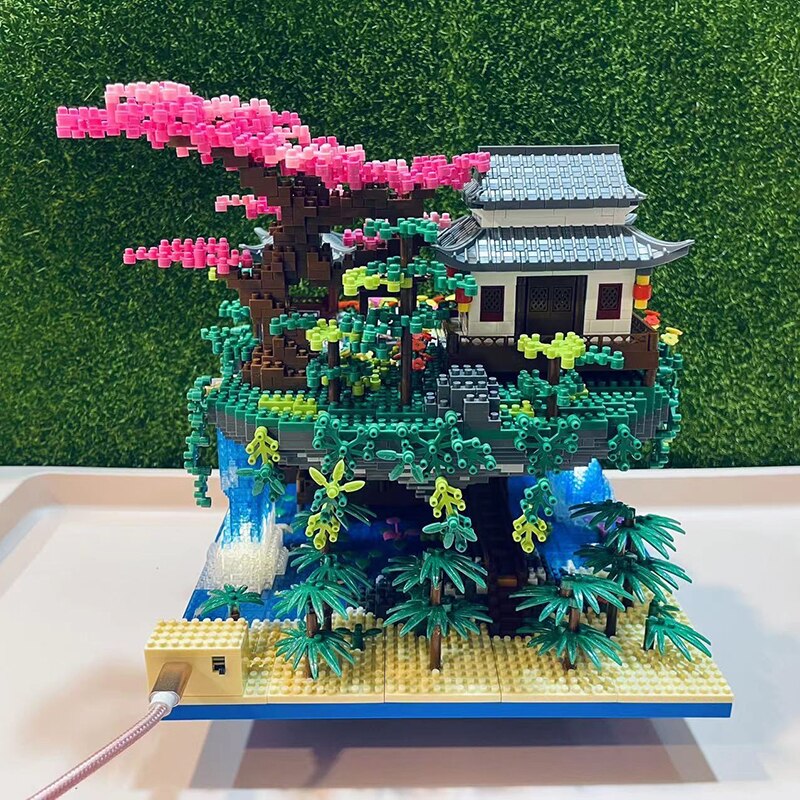 Skanto | Fossfall Japanese House Sakura Floating Island Nano Building Blocks | Limited Stock