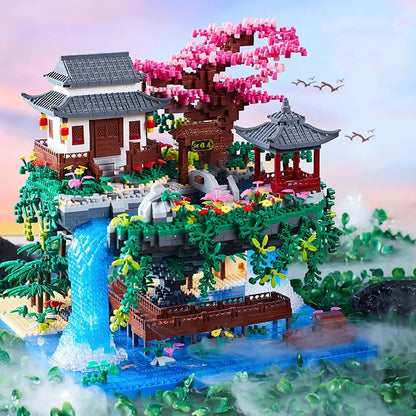 Skanto | Fossfall Japanese House Sakura Floating Island Nano Building Blocks | Limited Stock