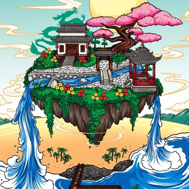 Skanto | Fossfall Japanese House Sakura Floating Island Nano Building Blocks | Limited Stock