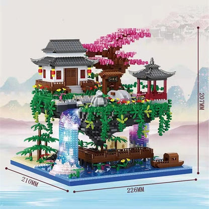 Skanto | Fossfall Japanese House Sakura Floating Island Nano Building Blocks | Limited Stock
