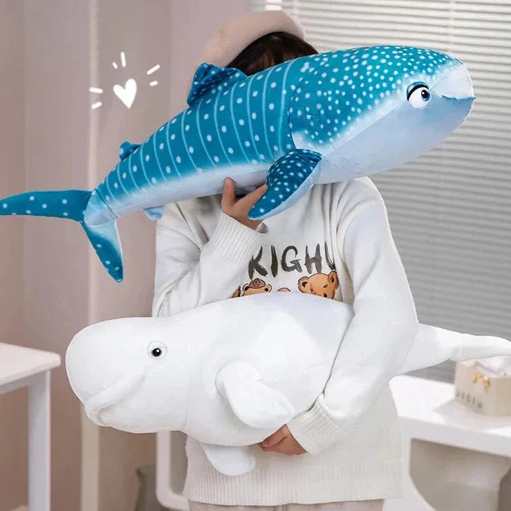 BowLift | White Beluga Blue Whale Shark 75cm Plushies