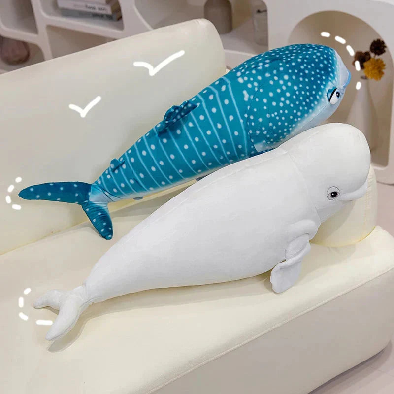 BowLift | White Beluga Blue Whale Shark 75cm Plushies