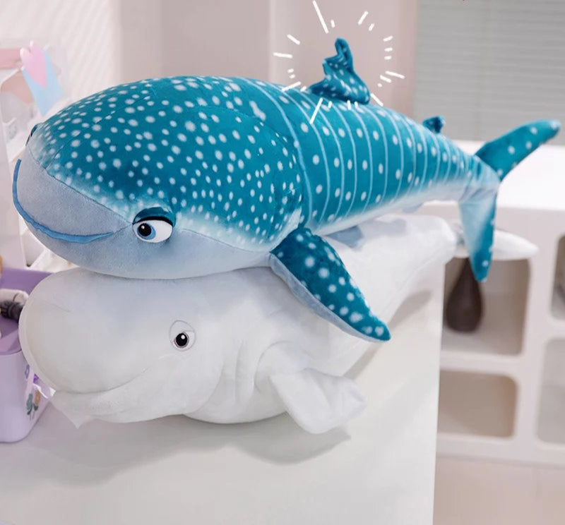 BowLift | White Beluga Blue Whale Shark 75cm Plushies