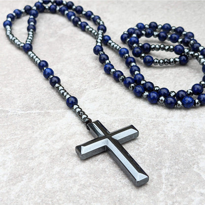 Skanto | Orion Spiritual Necklace with Tiger's Eye & Lapis Lazuli – Men's Rosary