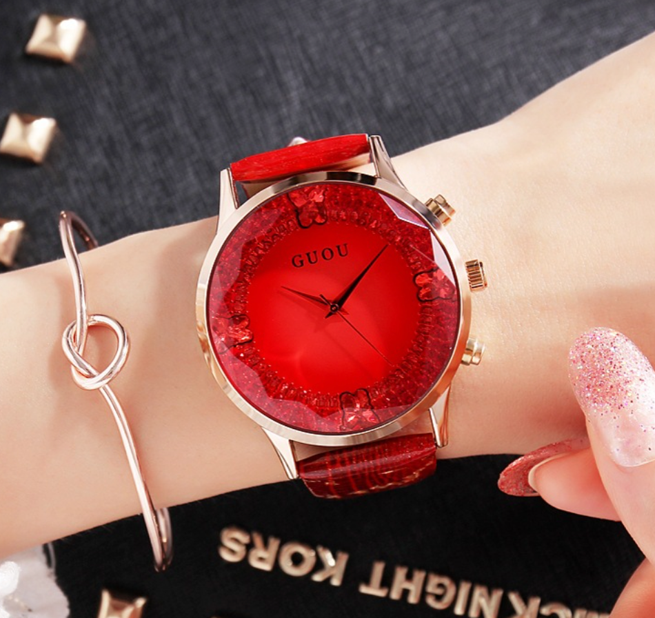 Skanto | Luxury Diamond Genuine Leather Women's Watch